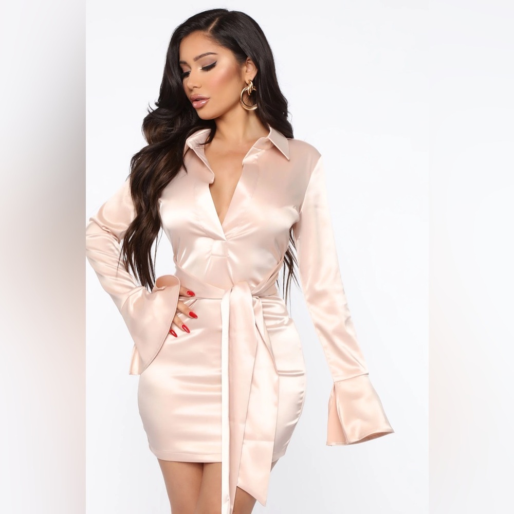 satin mini dress in pink